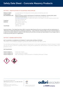 Safety Data Sheet – Concrete Masonry Products